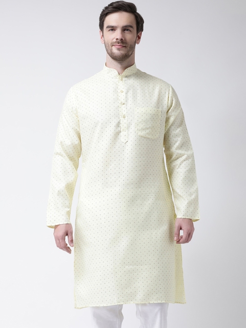 

SG LEMAN Men Gold-Toned Geometric Thread Work Raw Silk Kurta