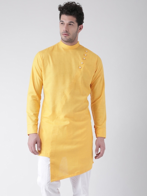 

SG LEMAN Men Yellow Solid Long Sleeved Upside- Down Kurta