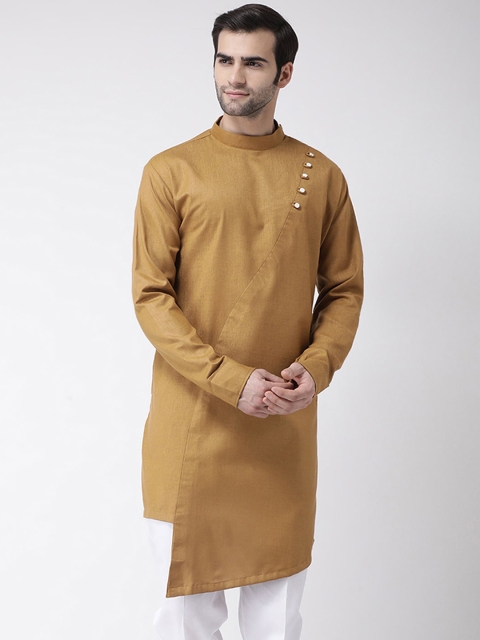

SG LEMAN Men Brown Solid Thread Work Kurta