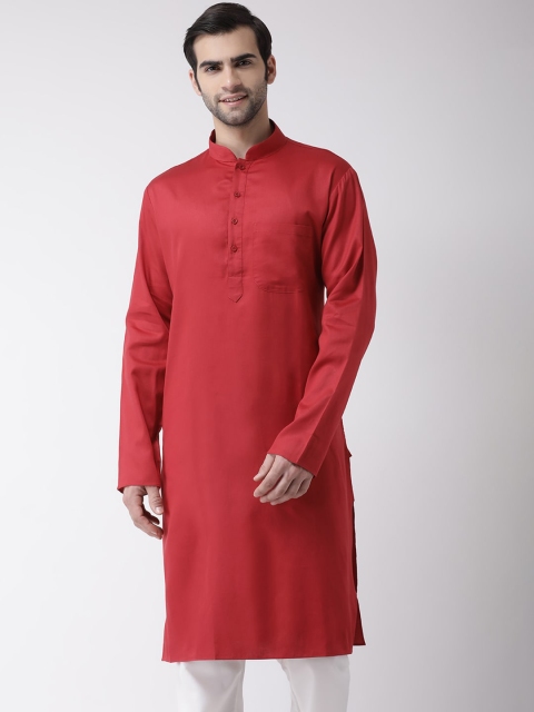 

SG LEMAN Men Maroon Solid Mandarin-Collar Kurta
