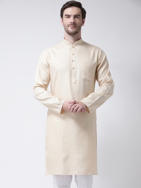 

SG LEMAN Men Beige Thread Work Raw Silk Kurta