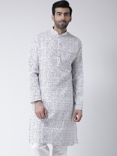

SG LEMAN Men Navy Blue Woven Design Mandarin-Collar Kurta
