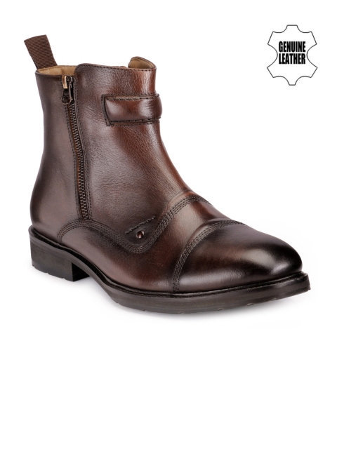 

Teakwood Leathers Men Brown Solid High-Top Boots