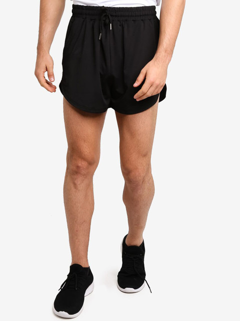 

ZALORA ACTIVE Men Black Curve Hem Jersey Shorts
