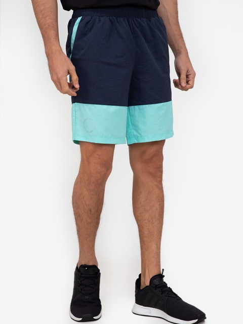 

ZALORA ACTIVE Men Blue And Black Colourblocked Shorts