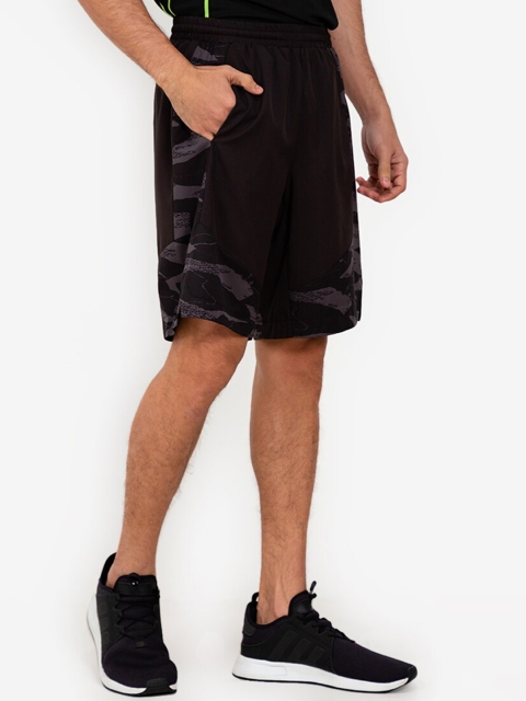 

ZALORA ACTIVE Men Black & Grey Camouflage Printed Shorts