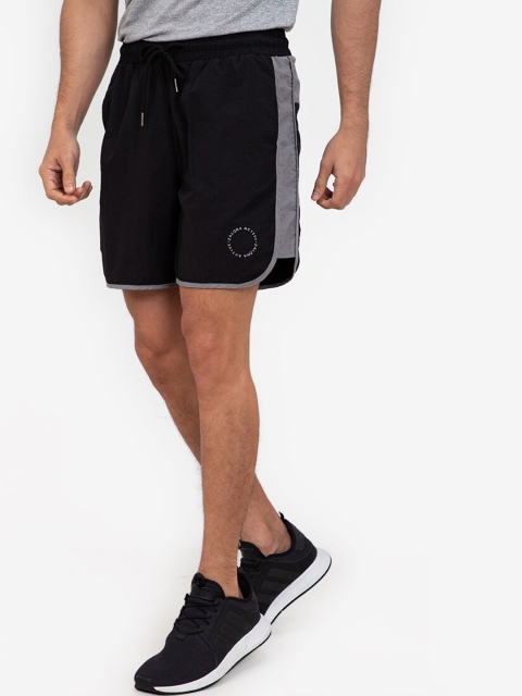 

ZALORA ACTIVE Men Black & Grey Colourblocked Regular Fit Sports Shorts