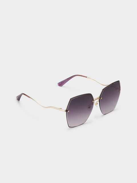 

BOLON EYEWEAR Men Purple Lens & Gold-Toned Oversized Sunglasses with Polarised and UV Protected Lens BL7137