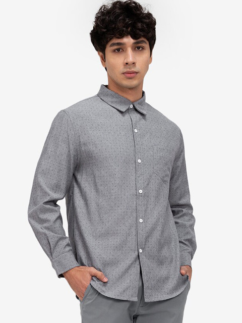 

ZALORA BASICS Men Grey Printed Pocket Casual Shirt