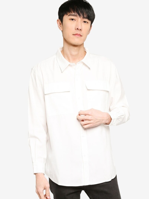 

ZALORA BASICS Men White Oversized Duo Pocket Shirt