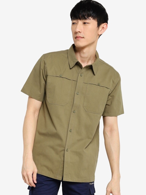 

ZALORA BASICS Men Olive Green Boxy Fit Utility Shirt