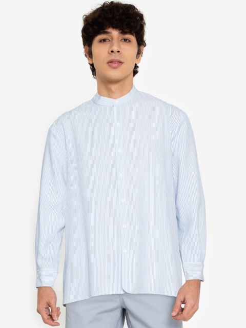 

ZALORA BASICS Men White Striped Pure Cotton Casual Shirt