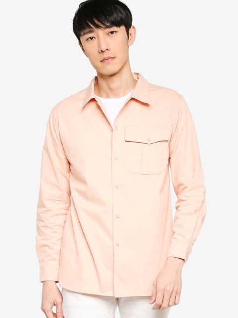 

ZALORA BASICS Men Pink Single Pocket Utility Casual Shirt