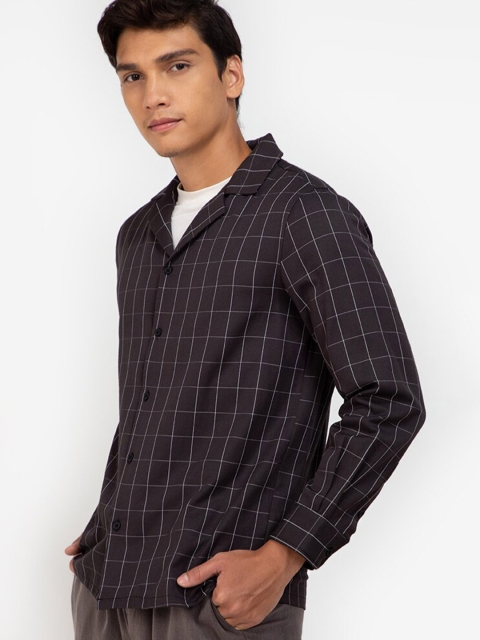 

ZALORA BASICS Men Black Windowpane Checked Casual Shirt