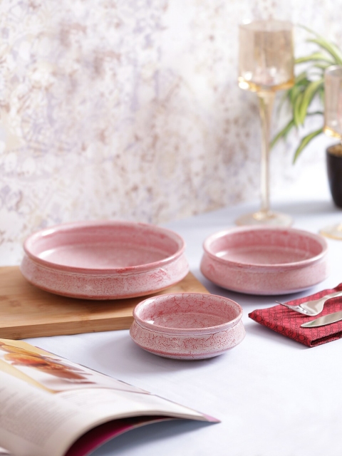 

VarEesha Pink Handcrafted and Hand Painted Ceramic Matte Bowls- 3Pieces