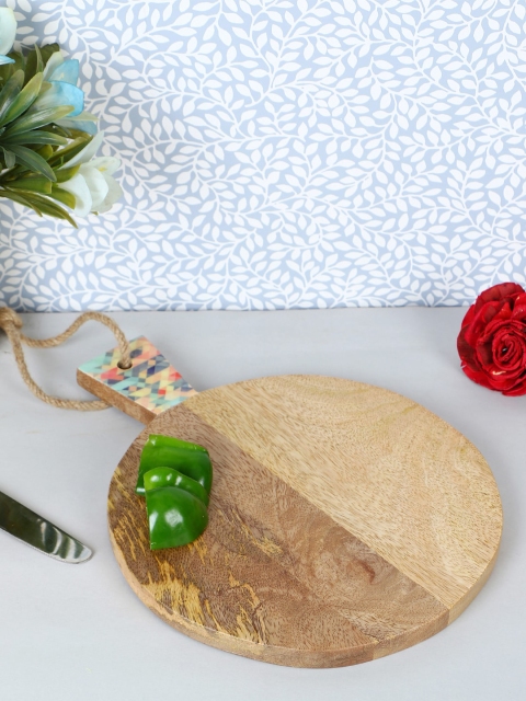 

VarEesha Brown Mosaic Mango Wooden Round Chopping Board