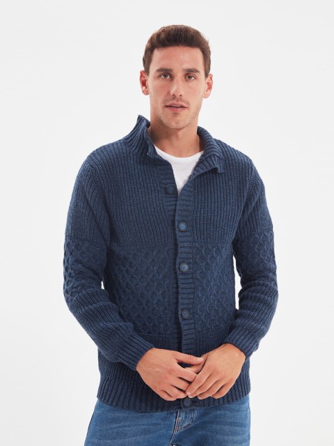

Trendyol Men Blue Cable Knit Cardigan