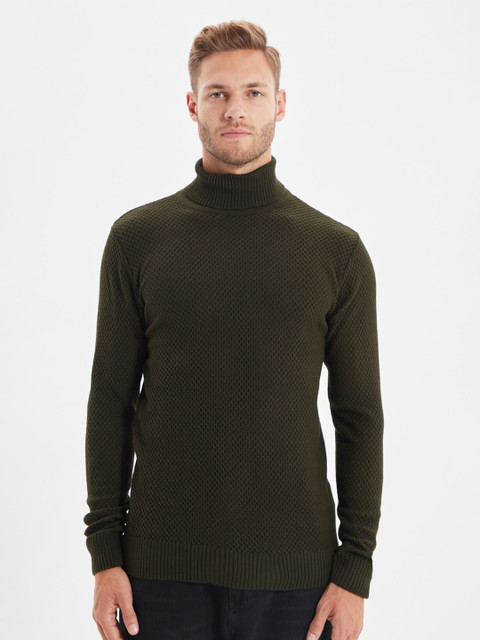 

Trendyol Men Khaki Checked Turtle Neck Sweater