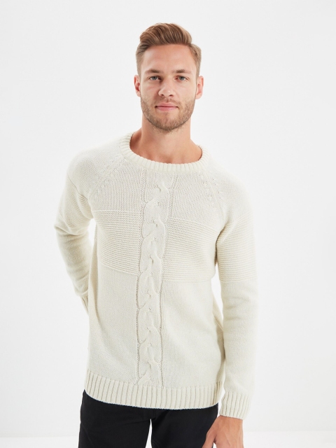 

Trendyol Men White Cable Knit Pullover