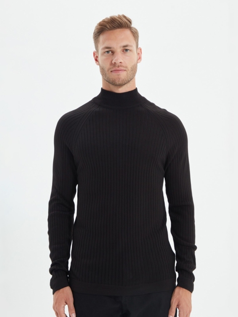 

Trendyol Men Black Ribbed Pullover