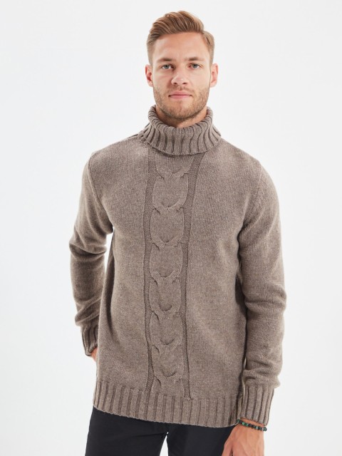 

Trendyol Men Beige Cable Knit Pullover
