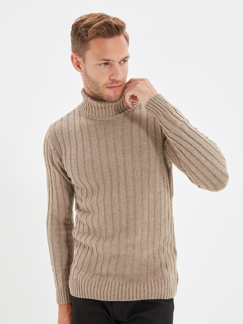 

Trendyol Men Brown Ribbed Pullover