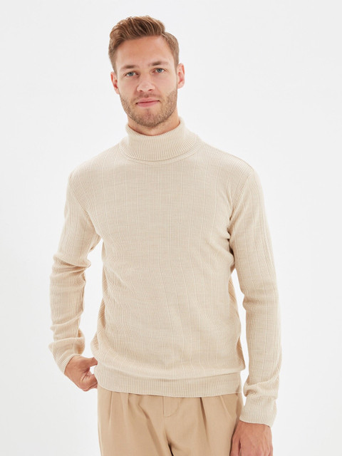

Trendyol Men Beige Ribbed Pullover