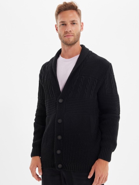 

Trendyol Men Black Cable Knit Cardigan
