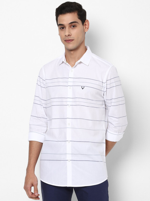 

Allen Solly Men White Slim Fit Horizontal Stripes Striped Casual Shirt