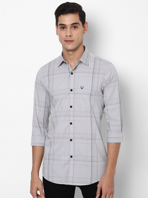 

Allen Solly Men Grey Slim Fit Tartan Checked Casual Shirt