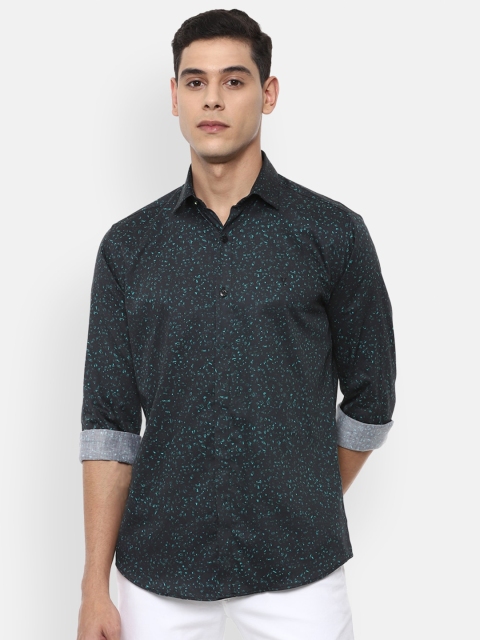 

V Dot Men Black & Green Printed Slim Fit Casual Shirt