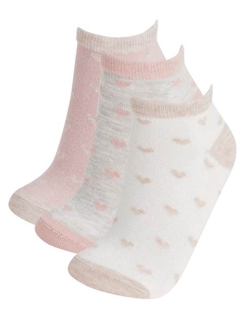 

DeFacto Women Pack of 3 Patterned Ankle Length Socks, Pink