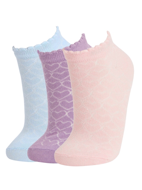 

DeFacto Women Pack of 3 Heart Patterned Ankle-Length Socks, Peach