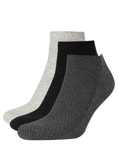 

DeFacto Men Pack of 3 Self Design Ankle Length Socks, Black