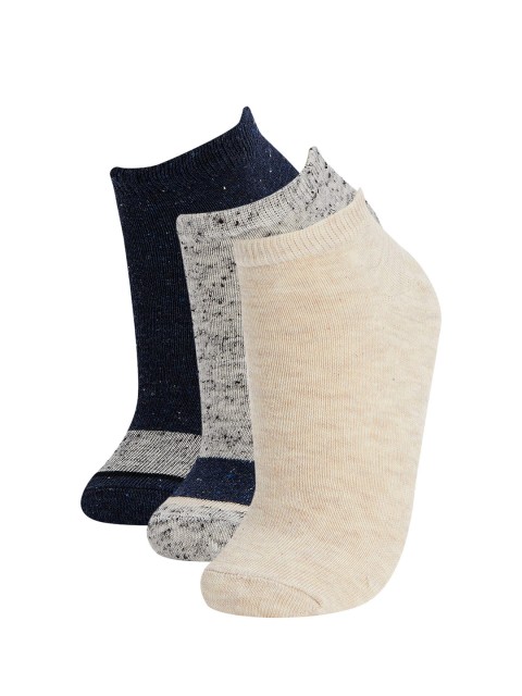 

Defacto Women Pack of 3 Solid Ankle Length Socks, Beige