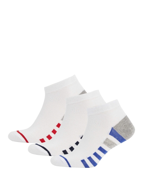 

DeFacto Men Pack of 3 Ankle Length Socks, White
