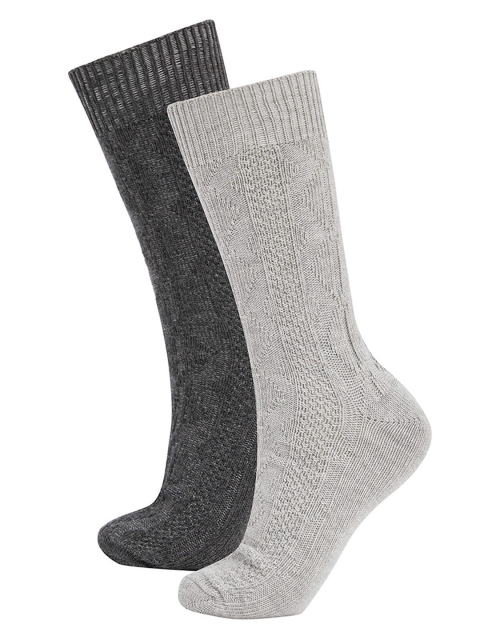 

DeFacto Men Pack of 2 Solid Ankle Length Socks, Grey
