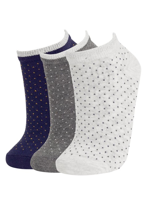 

DeFacto Women Pack of 3 Printed Socks, Grey melange
