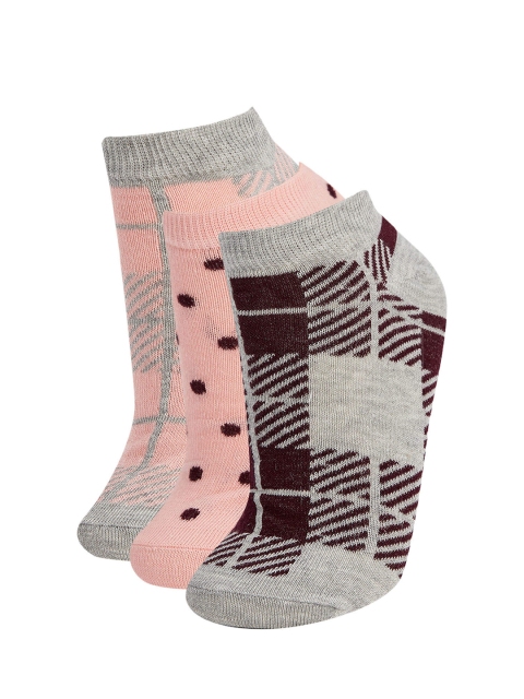 

DeFacto Women Pack of 2 Patterned Ankle Length Socks, Grey melange