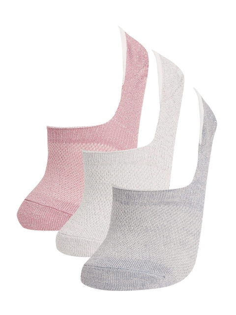 

DeFacto Women Pack of 3 Solid Socks, Pink