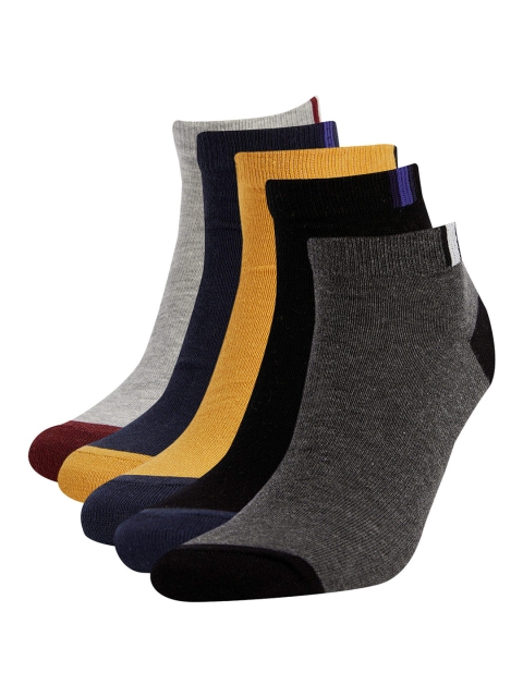 

DeFacto Men Pack of 5 Solid Ankle Length Socks, Grey melange