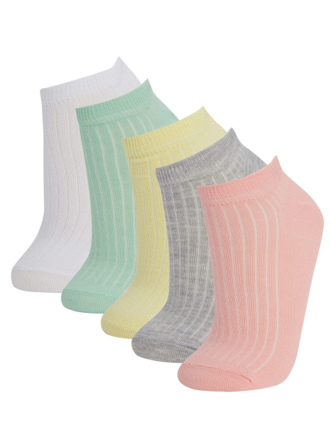 

DeFacto Women Pack of 5 Solid Socks, Peach