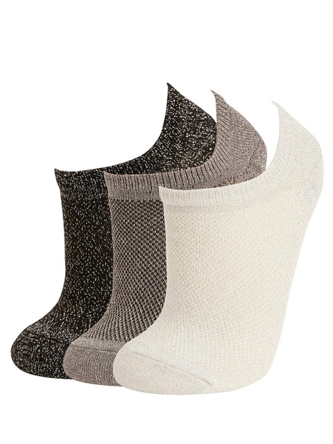 

DeFacto Women Pack of 3 Solid Socks, Charcoal