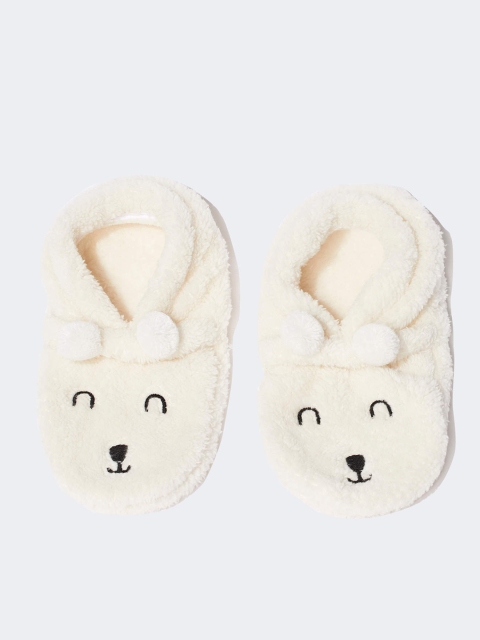 

DeFacto Women Off-White & Black Patterned House Socks