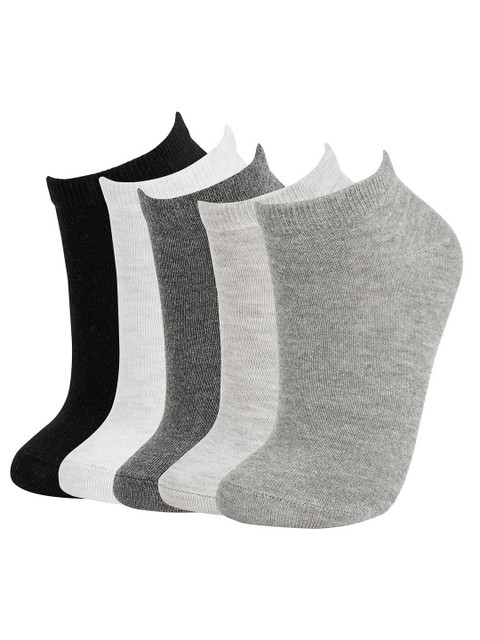 

DeFacto Women Pack of 5 Solid Socks, Black
