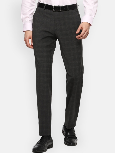 

Louis Philippe Men Black Checked Formal Trousers