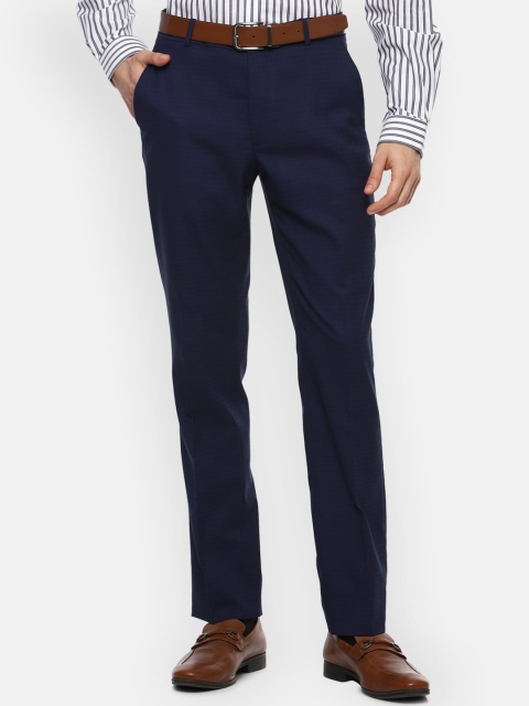 

Louis Philippe Men Navy Blue Solid Slim Fit Formal Trousers