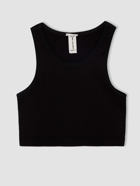 

DeFacto Girls Black Ribbed Fitted Top