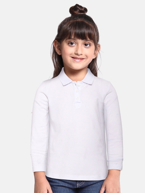

DeFacto Girls White Polo Collar Pure Cotton T-shirt