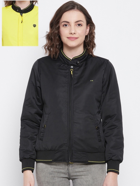 

Okane Women Black & Yellow Reversible Bomber Jacket